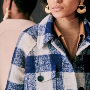 Sezane | Joe Coat in Blue Tile Plaid | 34 Excellent condition